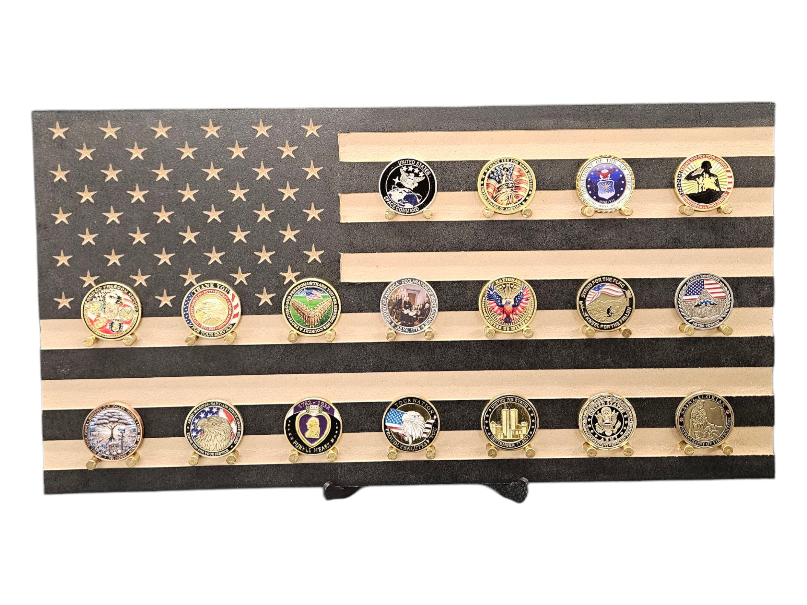 American Flag Challenge Coin Display