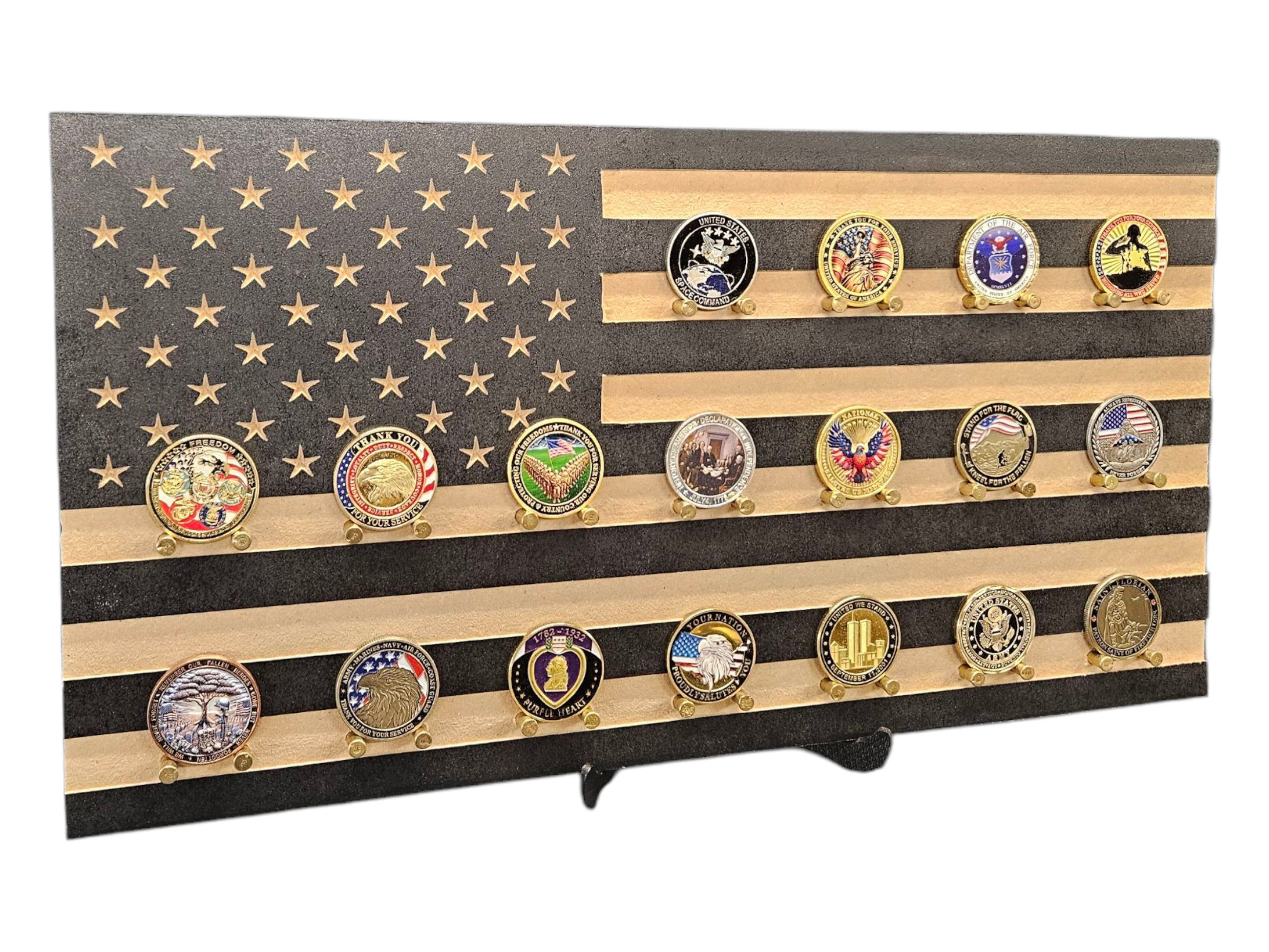 American Flag Challenge Coin Display