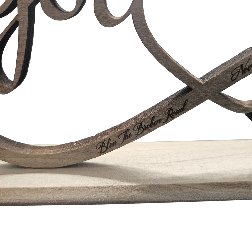 Personalized “You & Me” Infinity Wood Sign — Custom Names & Date — Freestanding Tabletop Gift