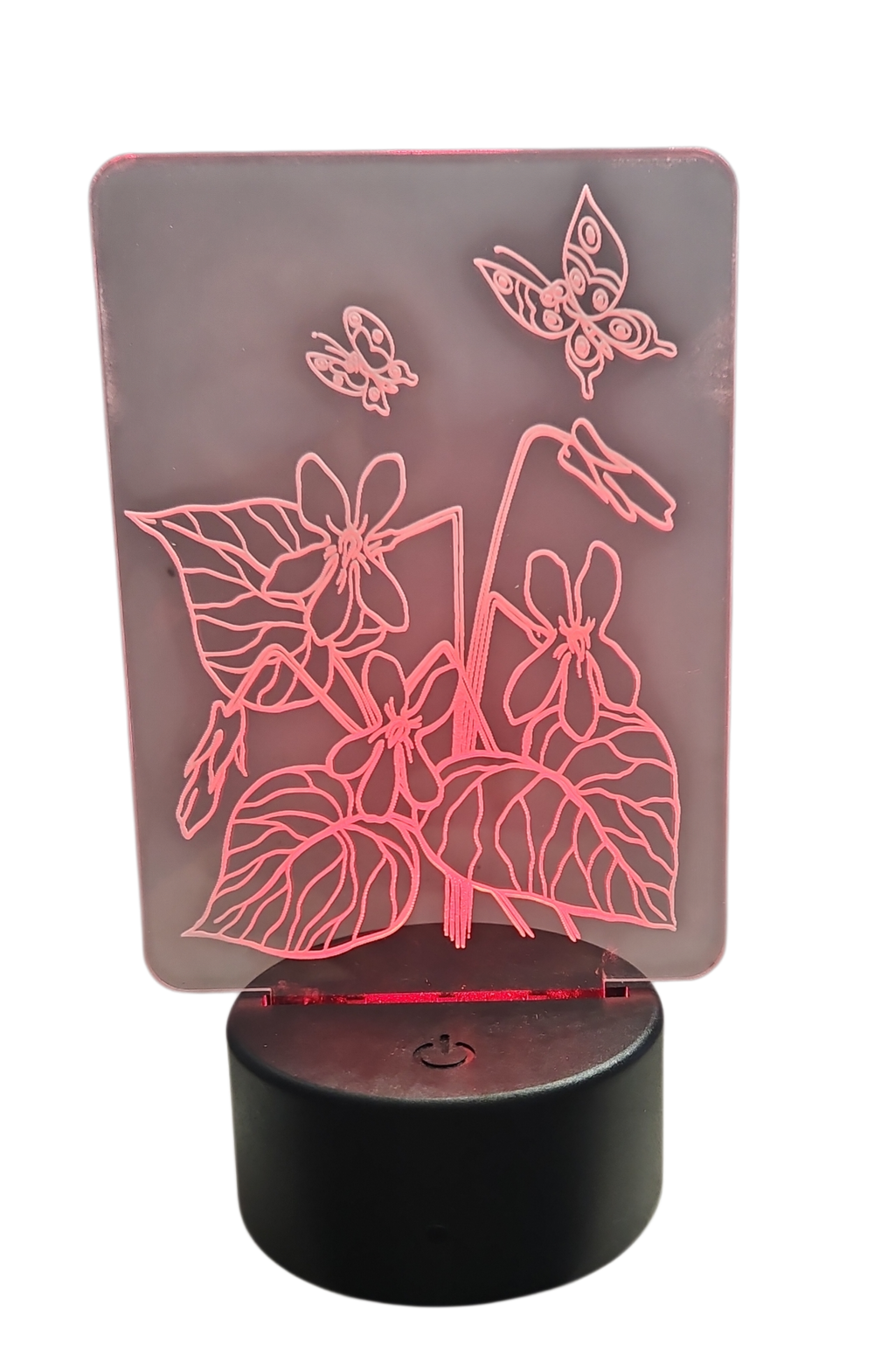 Acrylic Night Light with Flowers and Butterflies